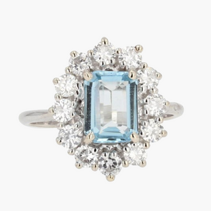 Bague marguerite aigue-marine