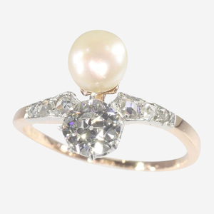Bague perle diamant