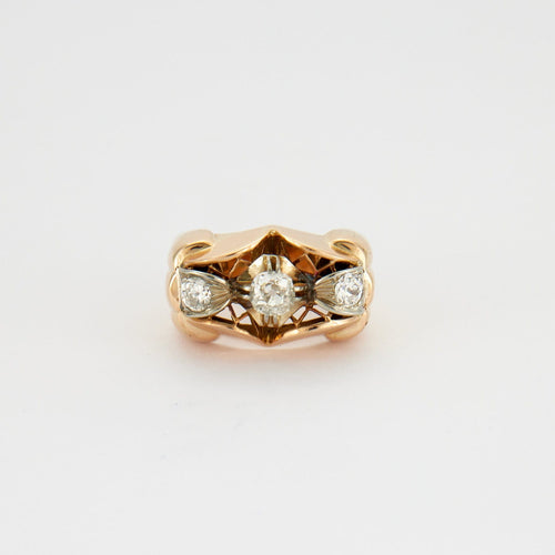 Bague Bague RETRO années 50 or jaune et 3 diamants 58 Facettes 417