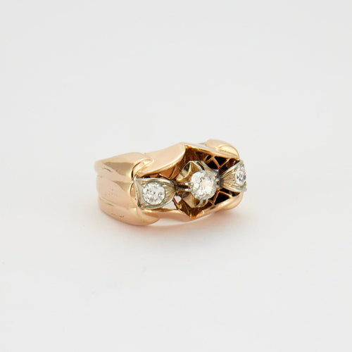 Bague Bague RETRO années 50 or jaune et 3 diamants 58 Facettes 417