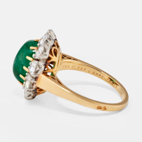 Bague VAN CLEEF & ARPELS - Bague Or Jaune, Platine, Émeraude et Diamants 58 Facettes