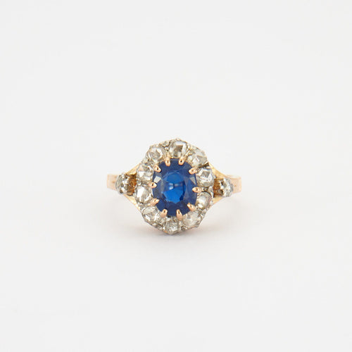 Bague Bague ancienne en or, saphir et diamants 58 Facettes