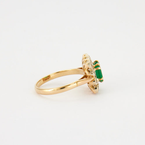 Bague 56 Bague ancienne or émeraude et diamants 58 Facettes