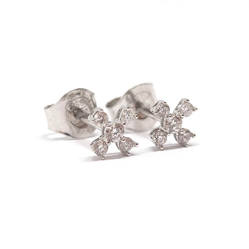 Boucles d'oreilles Boucles d'oreilles croix diamants or blanc 58 Facettes