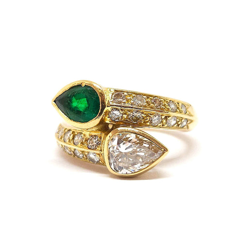 Bague 50 Bague Toi & Moi émeraude & diamants 58 Facettes