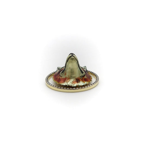 Pendentif Pendentif renard émaillé en or 14k avec halo de diamants 58 Facettes
