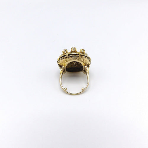 Bague Bague victorienne en or jaune 18 ct, diamants et émail noir 58 Facettes