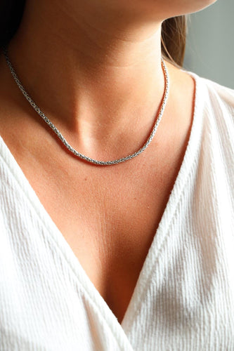 Collier Collier maille souple en or blanc 18 carats 58 Facettes 1011040CD