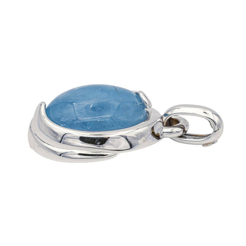 Pendentif Pendentif en or blanc 18 carats avec agate bleue 58 Facettes 1026468CD