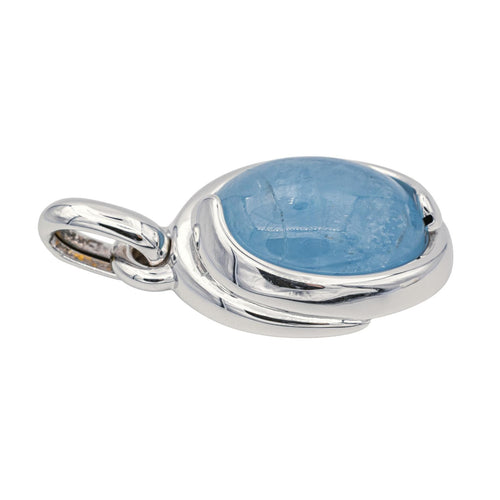 Pendentif Pendentif en or blanc 18 carats avec agate bleue 58 Facettes 1026468CD
