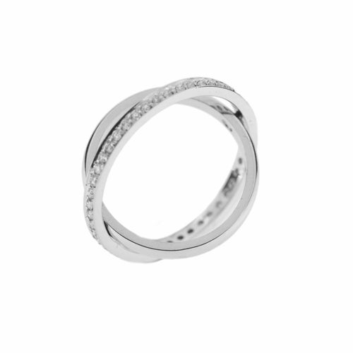 Bague 52 Alliance fede - Bague en or blanc 18 ct et diamants 0,46 ct 58 Facettes 10308