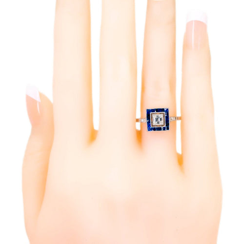 Bague 55 Bague en platine avec diamant et saphirs 58 Facettes 82D30D78F205492C917A7069D8B6C2E8