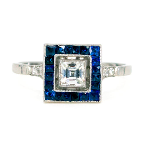 Bague 55 Bague en platine avec diamant et saphirs 58 Facettes 82D30D78F205492C917A7069D8B6C2E8