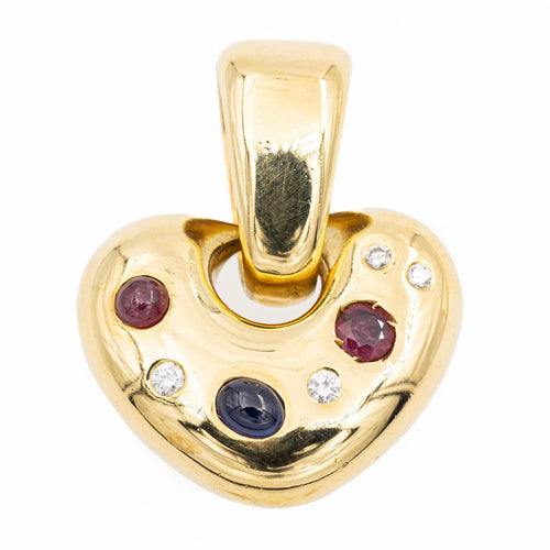 Pendentif Pendentif Coeur Or jaune Diamant, Rubis, Saphir 58 Facettes 1117935CN