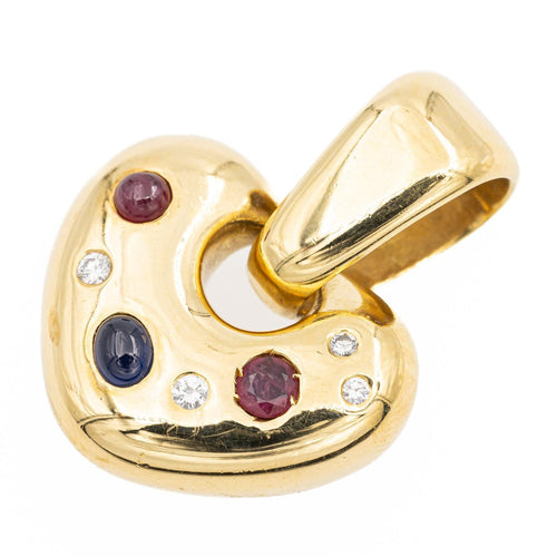 Pendentif Pendentif Coeur Or jaune Diamant, Rubis, Saphir 58 Facettes 1117935CN