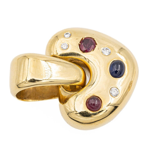 Pendentif Pendentif cœur en or jaune 18 carats serti de diamants, rubis et saphir 58 Facettes 1117935CN