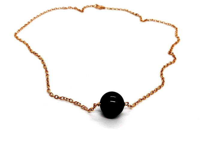 Collier Collier Chaîne + pendentif Or rose Onyx 58 Facettes 1126007CN