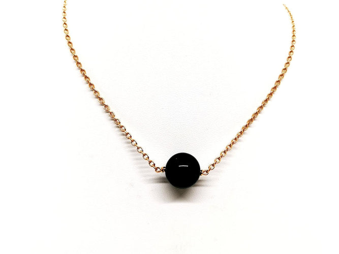 Collier Collier pendentif en or rose 18 carats et onyx 58 Facettes 1126007CN