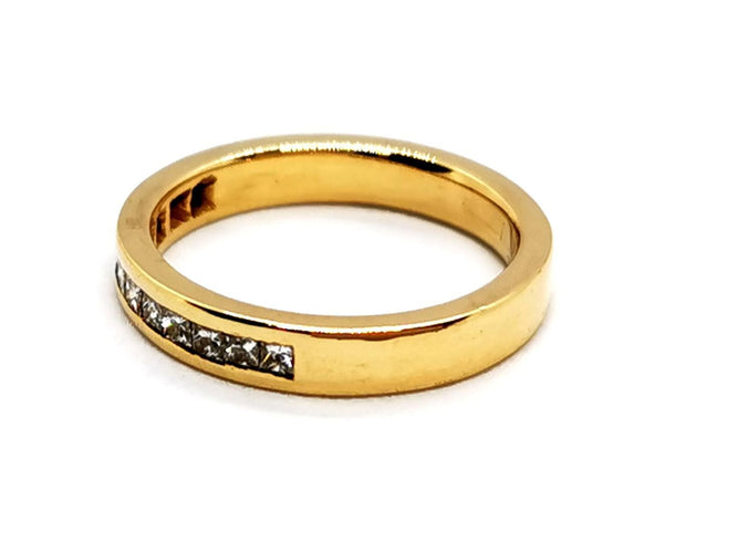 Bague 48 Bague demi-alliance sertie rail en or jaune 18 carats et diamants 58 Facettes 1126712CN