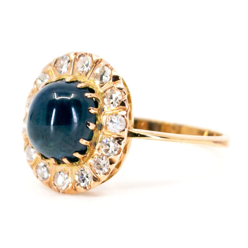 Bague 56 Bague en or 14 carats avec saphir cabochon et diamants 58 Facettes 02BF0F7F4A1748A8AE7917F2A30B6D9F