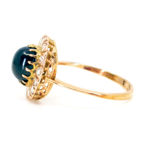 Bague 56 Bague en or 14 carats avec saphir cabochon et diamants 58 Facettes 02BF0F7F4A1748A8AE7917F2A30B6D9F