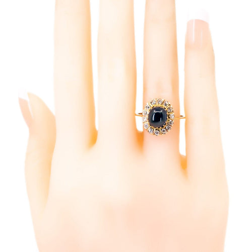Bague 56 Bague en or 14 carats avec saphir cabochon et diamants 58 Facettes 02BF0F7F4A1748A8AE7917F2A30B6D9F