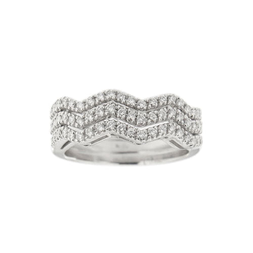 Bague 54 Bague rivière zigzag en or blanc 18 ct et diamants 58 Facettes 11598