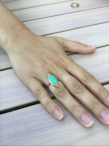 Bague Bague Or et Turquoise 58 Facettes 2315/1