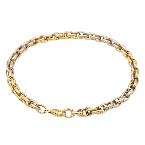 Bracelet Bracelet maille ovale en or jaune et or blanc 18 carats 58 Facettes 1161958CD