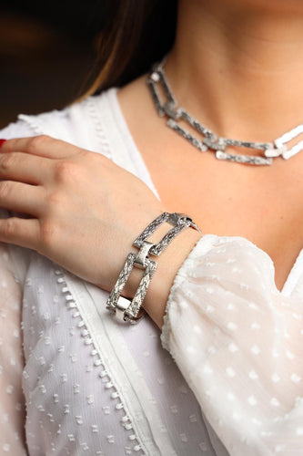 Bracelet Bracelet Art déco en or blanc 18 carats 58 Facettes 1167351CN