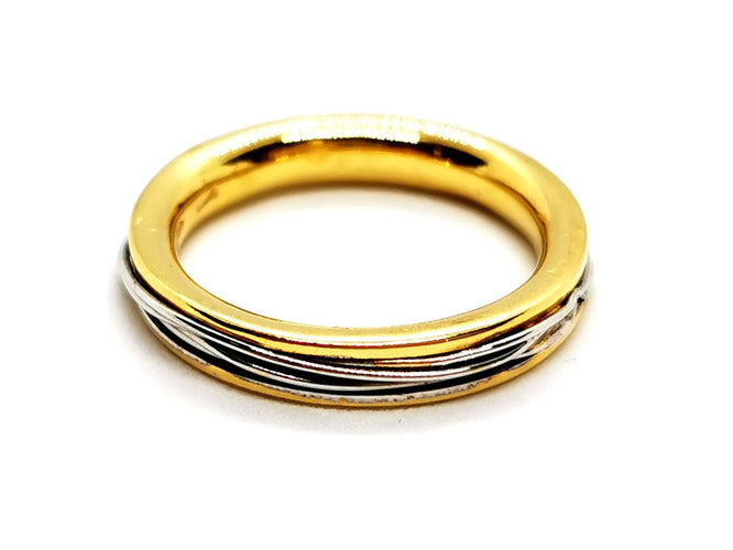 Bague 55 Alliance bicolore - Bague en or jaune et or blanc 18 carats 58 Facettes 1178342CD