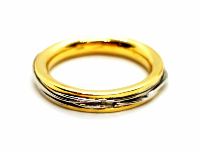 Bague 55 Alliance bicolore - Bague en or jaune et or blanc 18 carats 58 Facettes 1178342CD