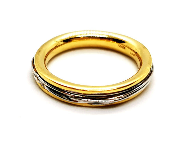 Bague 55 Alliance bicolore - Bague en or jaune et or blanc 18 carats 58 Facettes 1178342CD