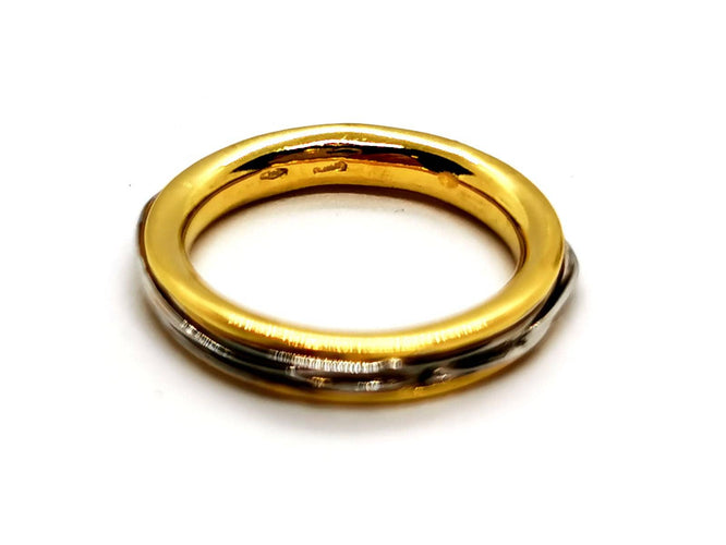 Bague 55 Alliance bicolore - Bague en or jaune et or blanc 18 carats 58 Facettes 1178342CD
