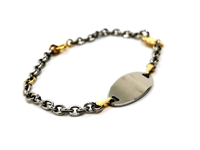 Bracelet Bracelet gourmette bébé bicolore en or jaune et or blanc 18 carats 58 Facettes 1180578CD