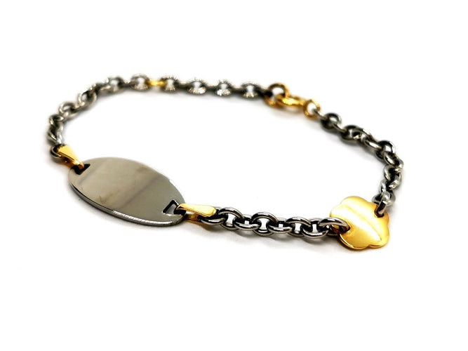 Bracelet Bracelet gourmette bébé bicolore en or jaune et or blanc 18 carats 58 Facettes 1180578CD