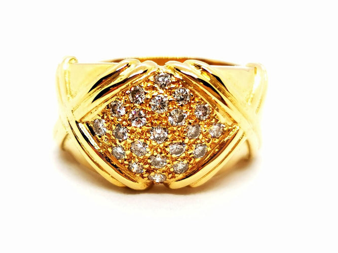 Bague 53 Bague en or jaune 18 carats pavée de diamants 58 Facettes 1186468CN