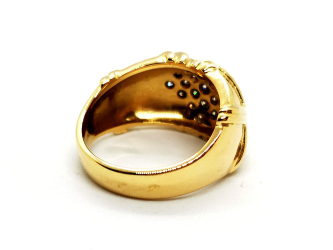 Bague 53 Bague en or jaune 18 carats pavée de diamants 58 Facettes 1186468CN