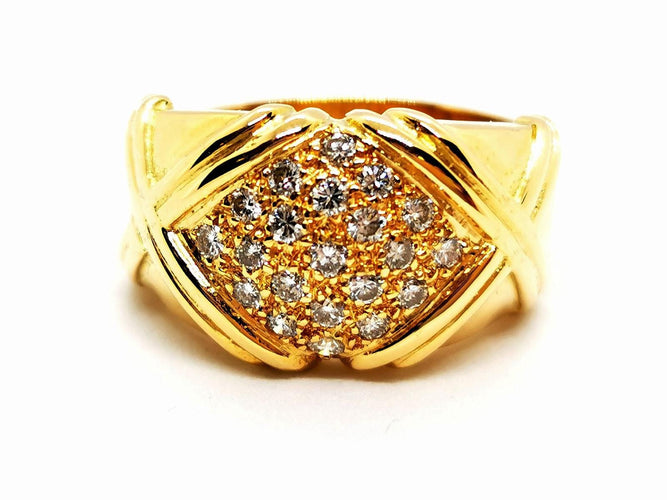 Bague 53 Bague en or jaune 18 carats pavée de diamants 58 Facettes 1186468CN
