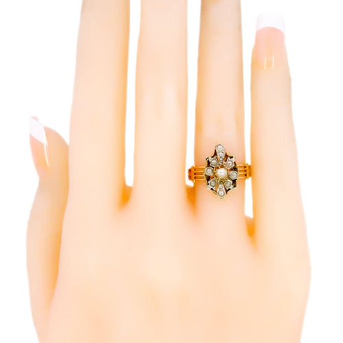 Bague 52.5 Bague ancienne en or 18 carats et argent 835 avec perle 58 Facettes 848F055D9EDA4B45826F7725309F7753