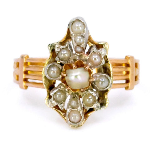 Bague 52.5 Bague ancienne en or 18 carats et argent 835 avec perle 58 Facettes 848F055D9EDA4B45826F7725309F7753