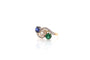Bague 55 Bague trilogie vintage en or jaune 18k avec diamants, saphir et émeraude 58 Facettes 25996
