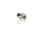Bague 55 Bague trilogie vintage en or jaune 18k avec diamants, saphir et émeraude 58 Facettes 25996