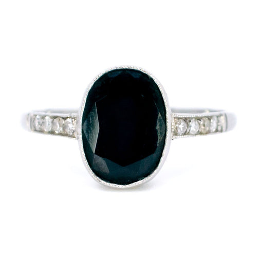 Bague 53.5 Bague en platine avec saphir et diamants 58 Facettes 4ECF3F975EC84552BCAB036F57C59783