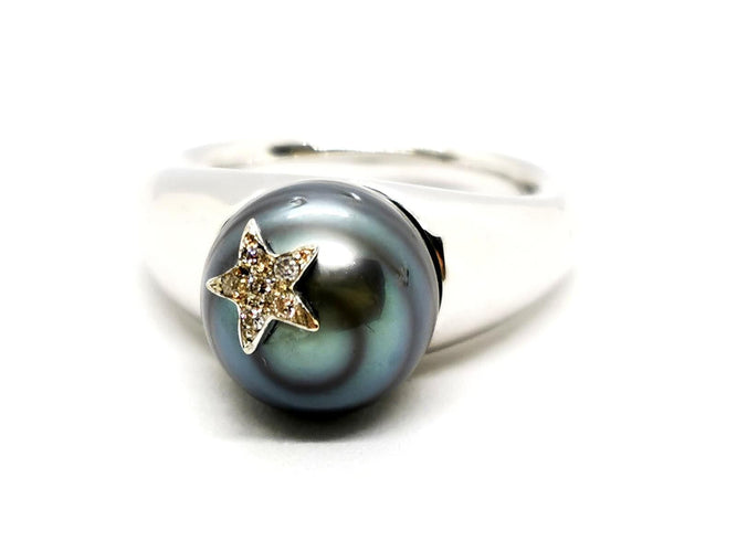 Bague 51 Bague Or blanc Perle, Diamant 58 Facettes 1292003CN