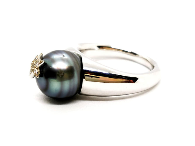 Bague 51 Bague Or blanc Perle, Diamant 58 Facettes 1292003CN