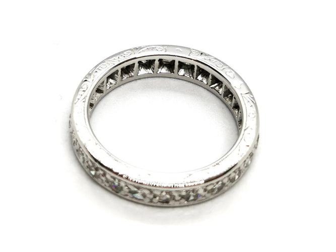 Bague 50 Alliance tour complet - Bague en or blanc 18 carats et platine, diamants 58 Facettes 1292048CN