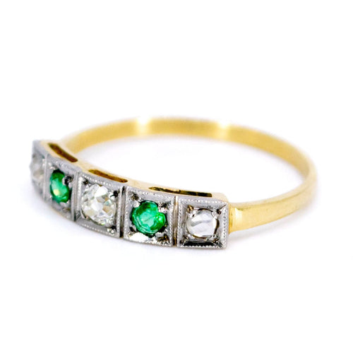 Bague 54 Bague Art déco en or jaune 18 ct avec diamants et émeraudes 58 Facettes D5D86F8550D1421C80BB3903C8563CE7
