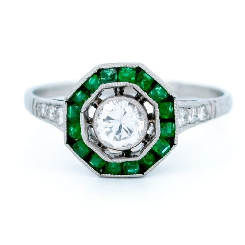Bague 55.5 Bague en platine avec diamant taille brillant et émeraude 58 Facettes 76851EBEDE004A599DCA71647E815FCF
