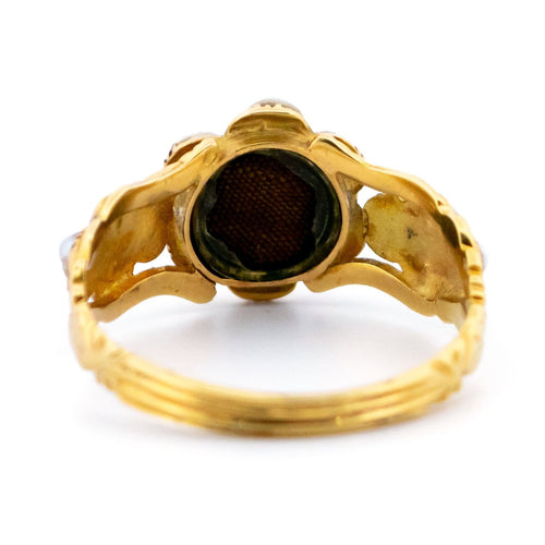 Bague 54.5 Bague fleurs en or jaune 18 ct avec émeraudes et perles 58 Facettes C7D0F216E34D4453B5F1F1393F3D0EA9